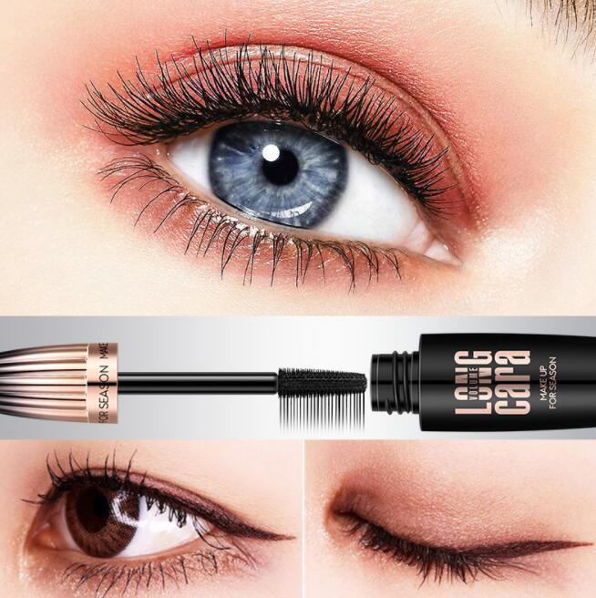 4D Silk Fiber Lash Mascara in black displayed with vibrant lashes, enhancing eye beauty and drama.