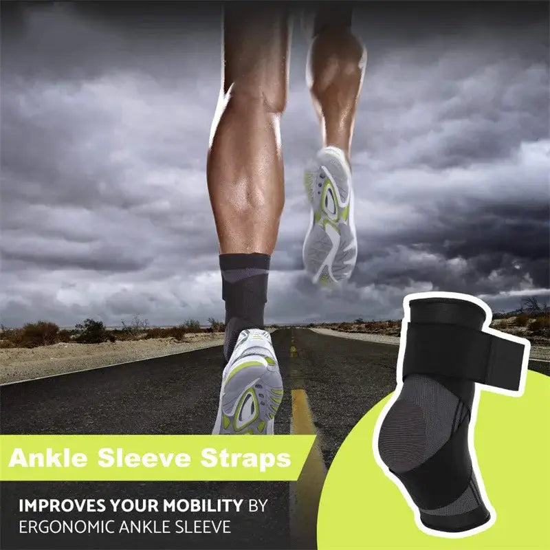 Ankle sleeve straps improve mobility for runners, featuring ergonomic design for optimal support.