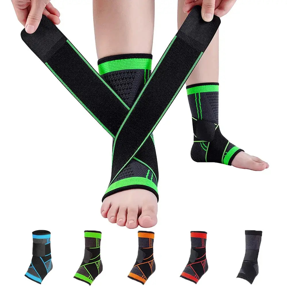 Ankle brace protector with adjustable support straps, available in multiple colors, ideal for ankle sprains and gym workouts.